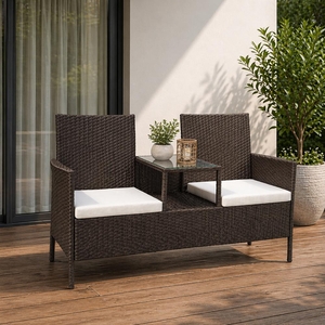 Ratanová zahradní lavice Catini FESTA - Hnědá / Béžová