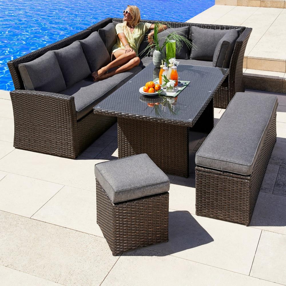 Velká rodinná zahradní souprava Avenberg CORSICA hnědá/tm. šedá