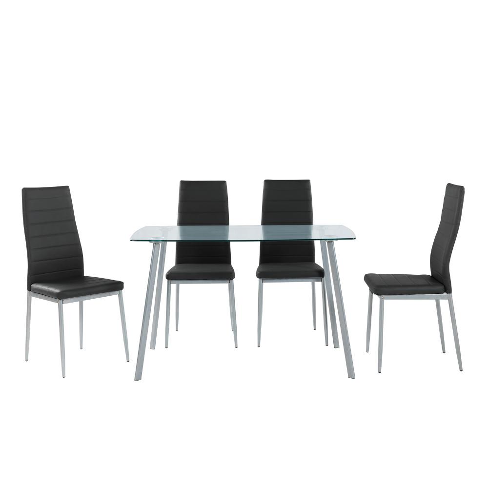 Jídelní set 4x židle + stůl Catini ELEN černá