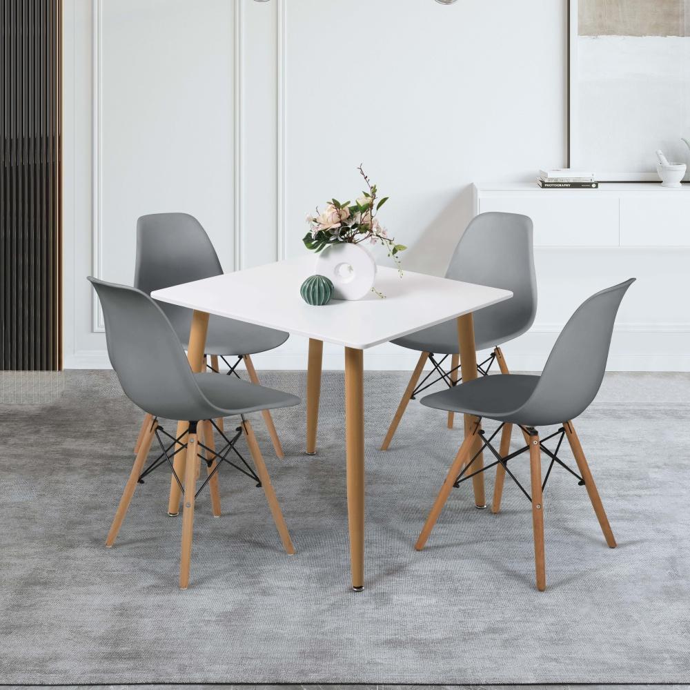 Set jídelního nábytku stůl KIRSA + 4ks židle ANDERSON šedá