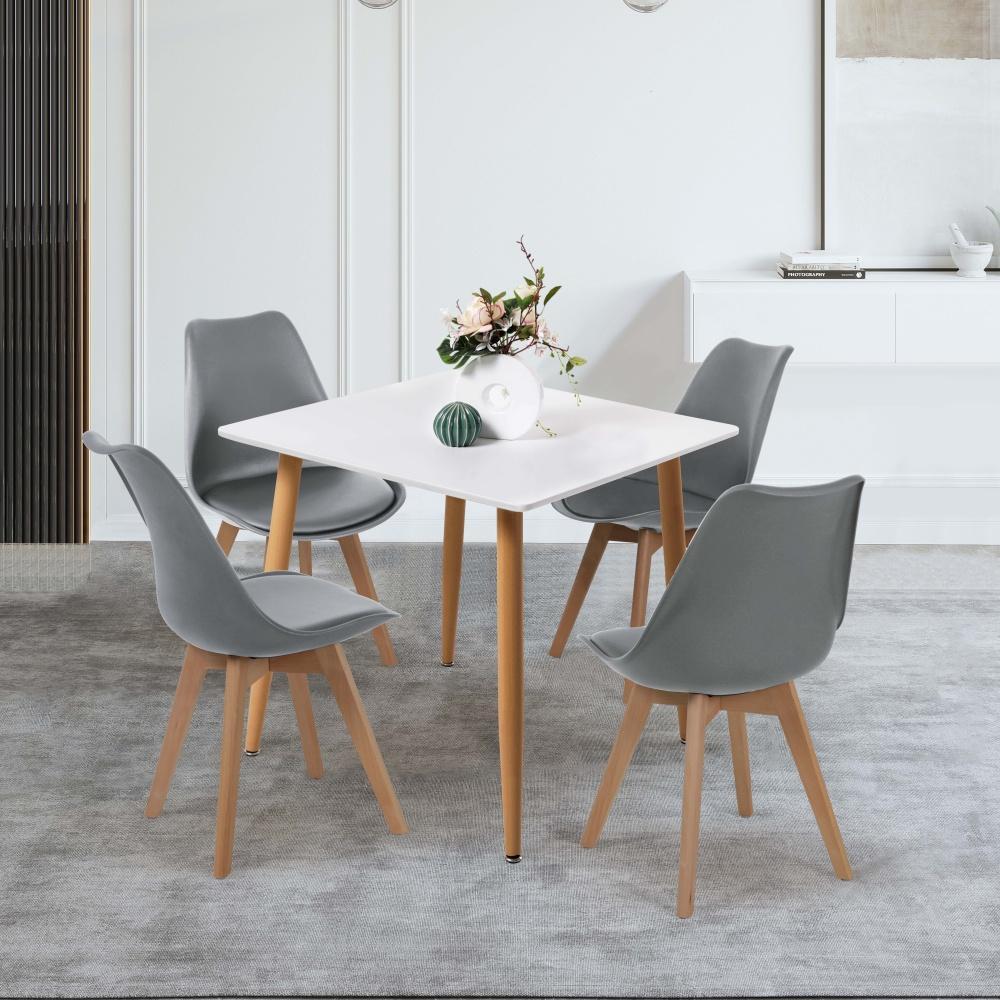 Set jídelního nábytku stůl KIRSA + 4ks židle KINGSTON šedá