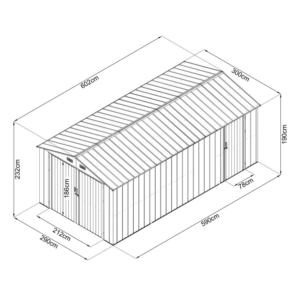 Zahradní domek / garáž AVENBERG 6.02 x 3 m ANTRACIT CG-K2010-B