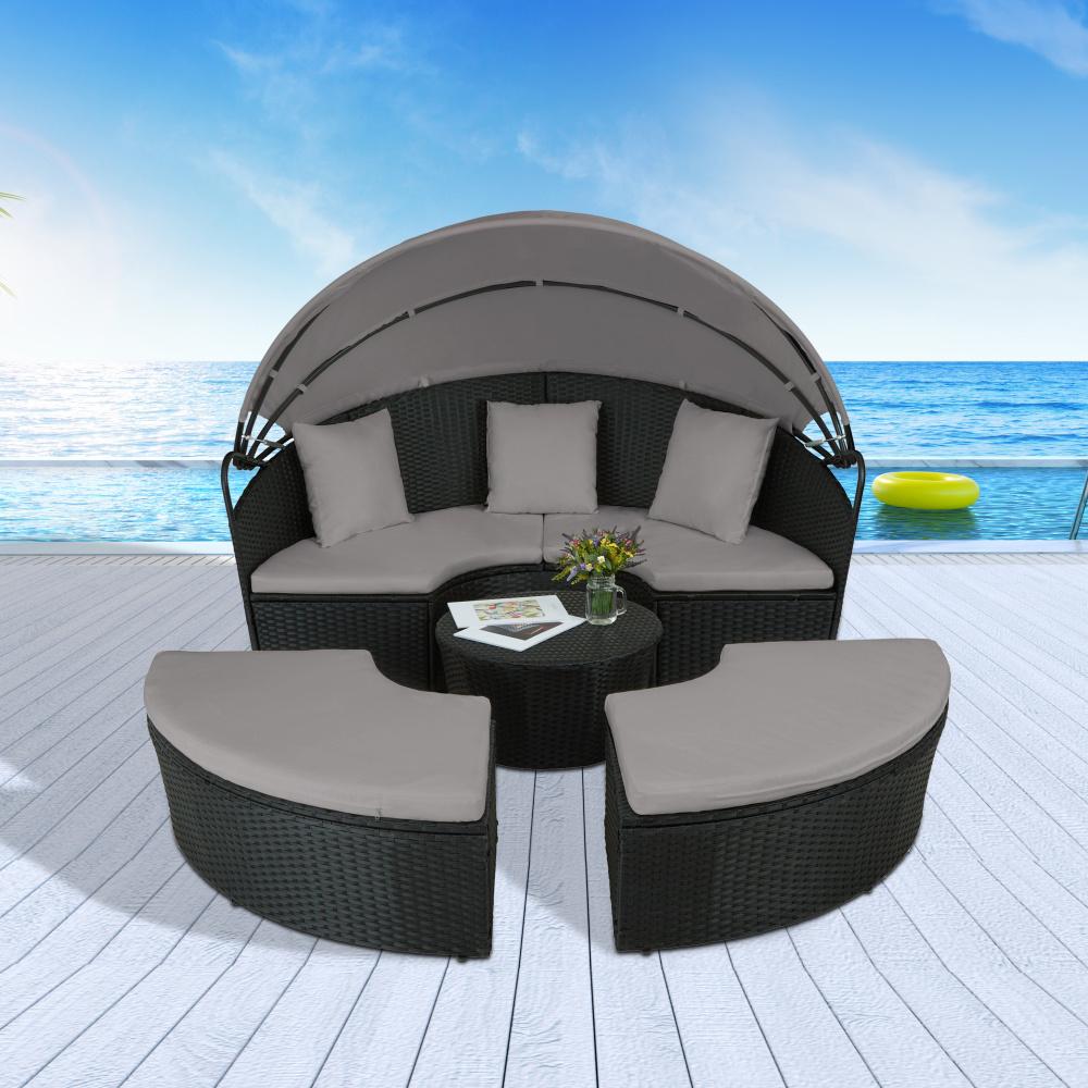 13-dílné multifunkční zahradní sofa + sedací souprava CATALINA 2023 - černá-šedá