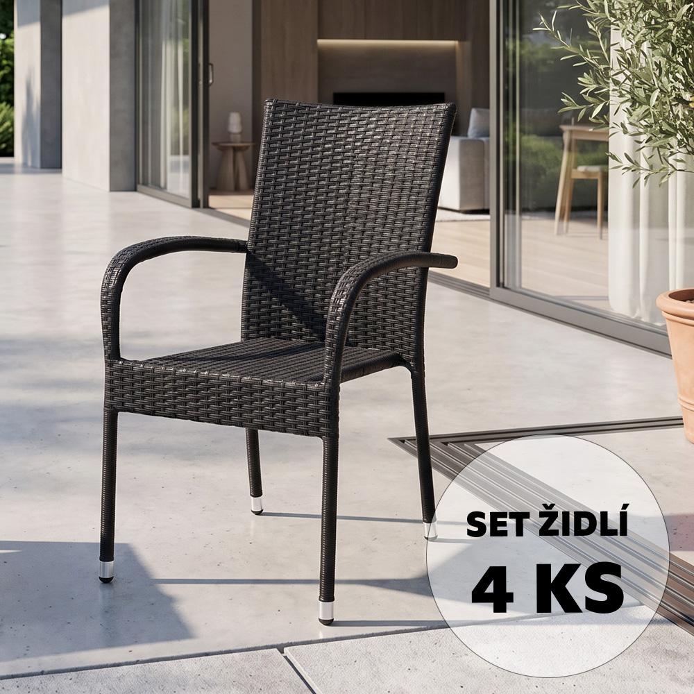Zahradní ratanové křeslo PARIS - set 4 ks