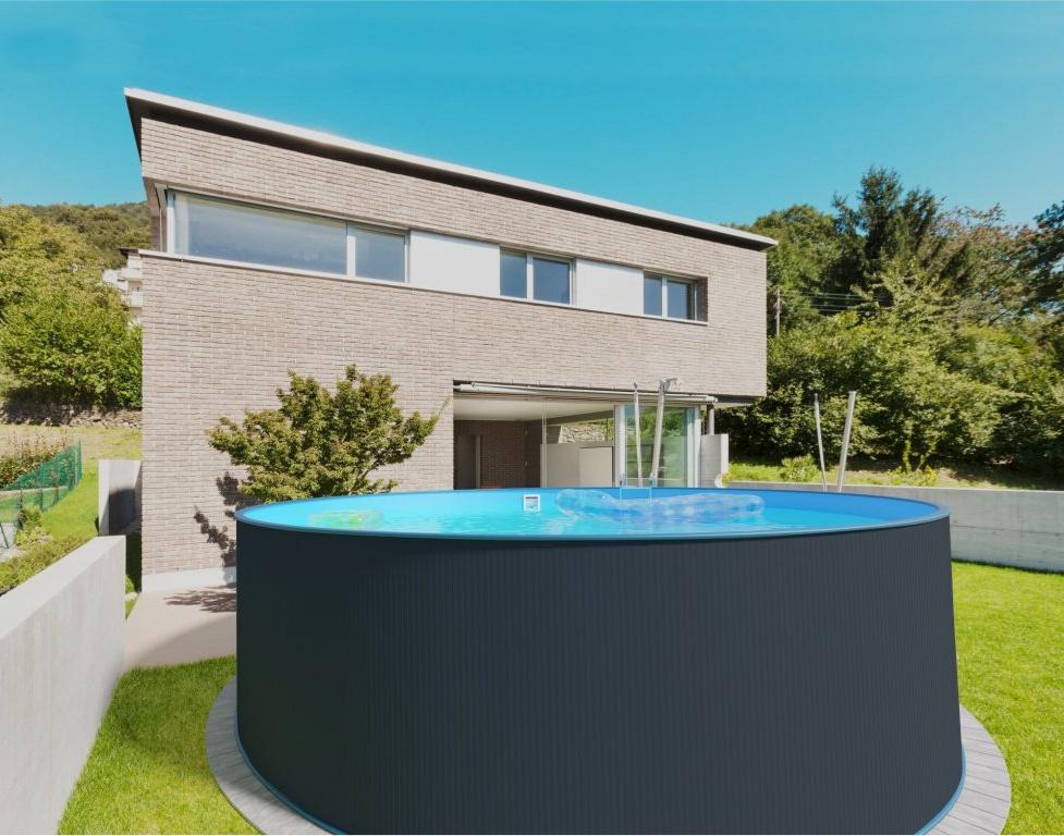 Bazén Planet Pool ocelový 4,5 x 1,2 m Antracit/Modrá + skimmer