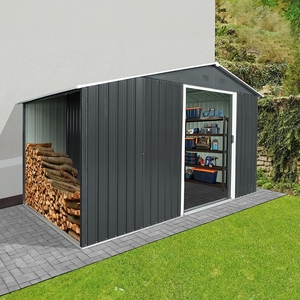 Zahradní domek na nářadí s dřevníkem Avenberg 3,22 x 1.96 m ANTRACIT SD-X68EWS