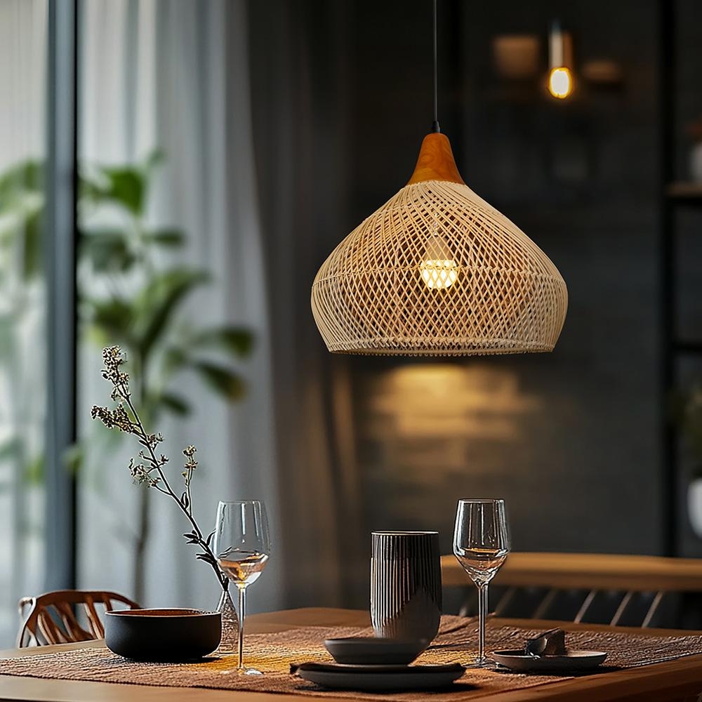 Ratanové závěsné svítidlo CATINI LF02-M přírodní