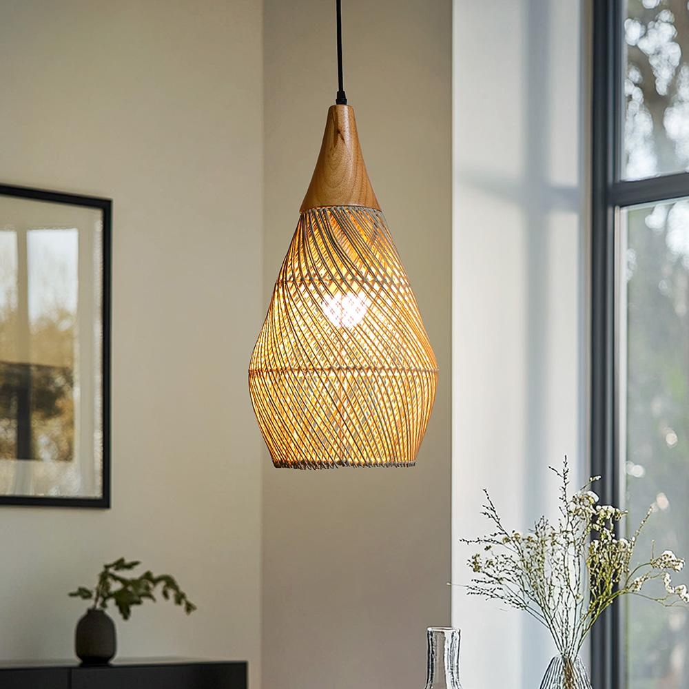 Ratanové závěsné svítidlo CATINI LF03-M přírodní