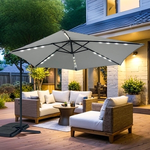 Velký polohovatelný slunečník AVENBERG SUNNY LED 300, průměr 3M,  šedá