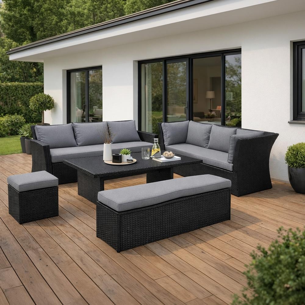 Velká rodinná zahradní souprava Avenberg CORSICA černá/šedá