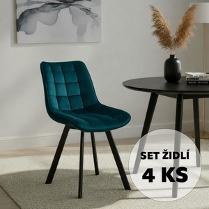 Set - 4 ks Jídelní židle AVENBERG NOLA tyrkysová
