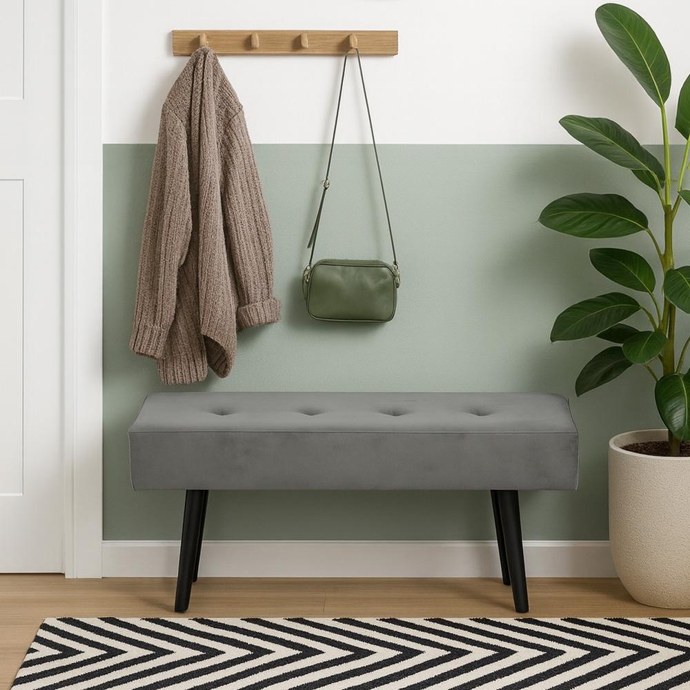 Čalouněná lavice AVENBERG VELVET šedá