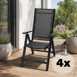 Set 4ks hliníkových polohovacích křesel Avenberg ISLA černá