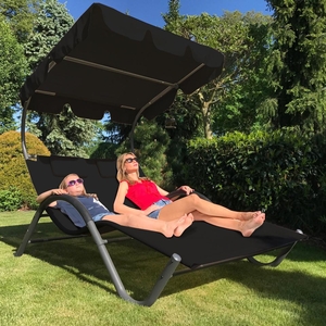Relaxační lehátko pro 2 osoby Craftfield PALACE - Černá II. jakost