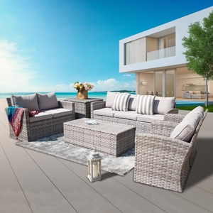 Velký zahradní sofa set s boxem na polstry  AUCKLAND šedá II. jakost