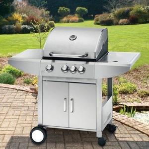 Plynový nerez BBQ gril+boční hořák WELLINGTON +el. jehla-rožeň ZDARMA II. jakost
